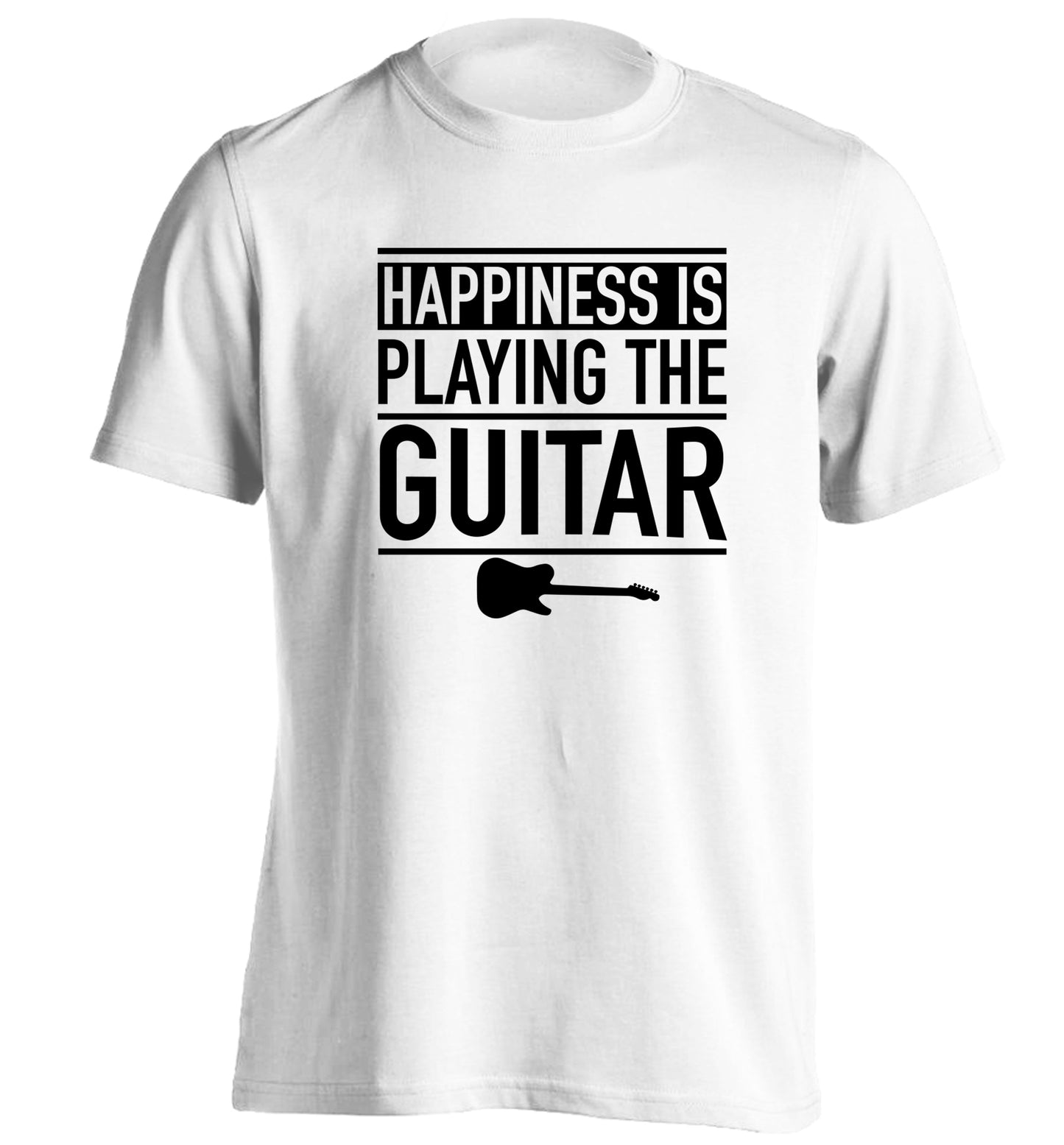 Happines is playing the guitar adults unisex white Tshirt 2XL