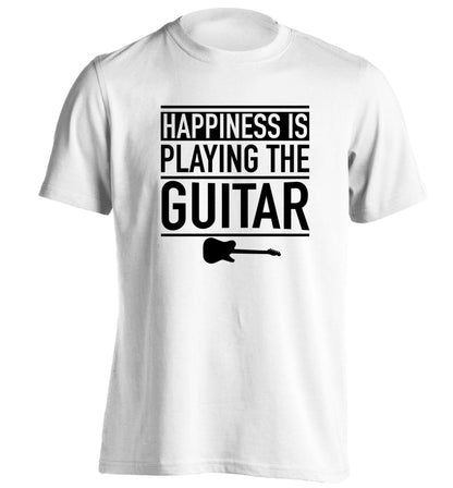 Happines is playing the guitar adults unisex white Tshirt 2XL