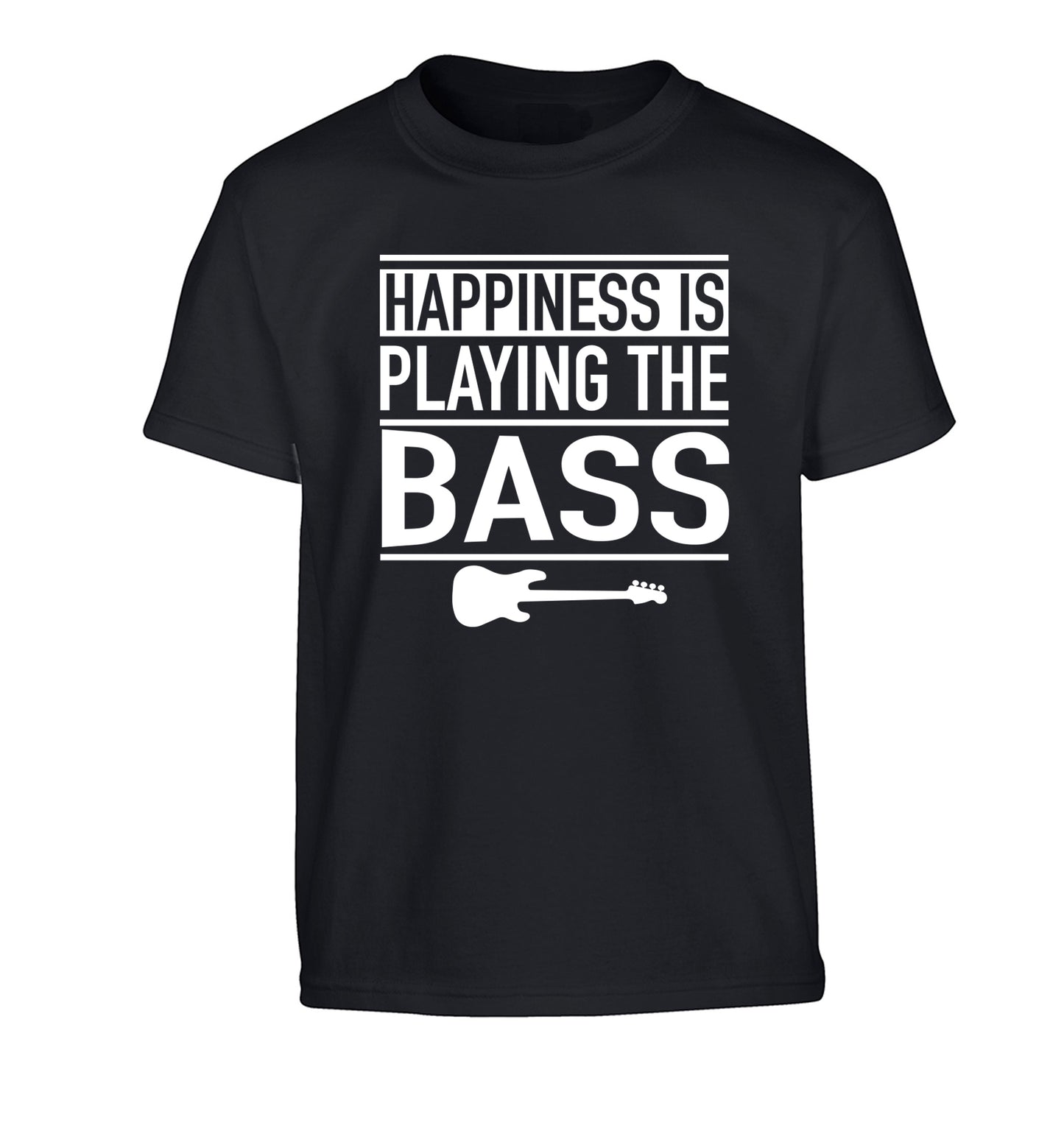 Happines is playing the bass Children's black Tshirt 12-14 Years