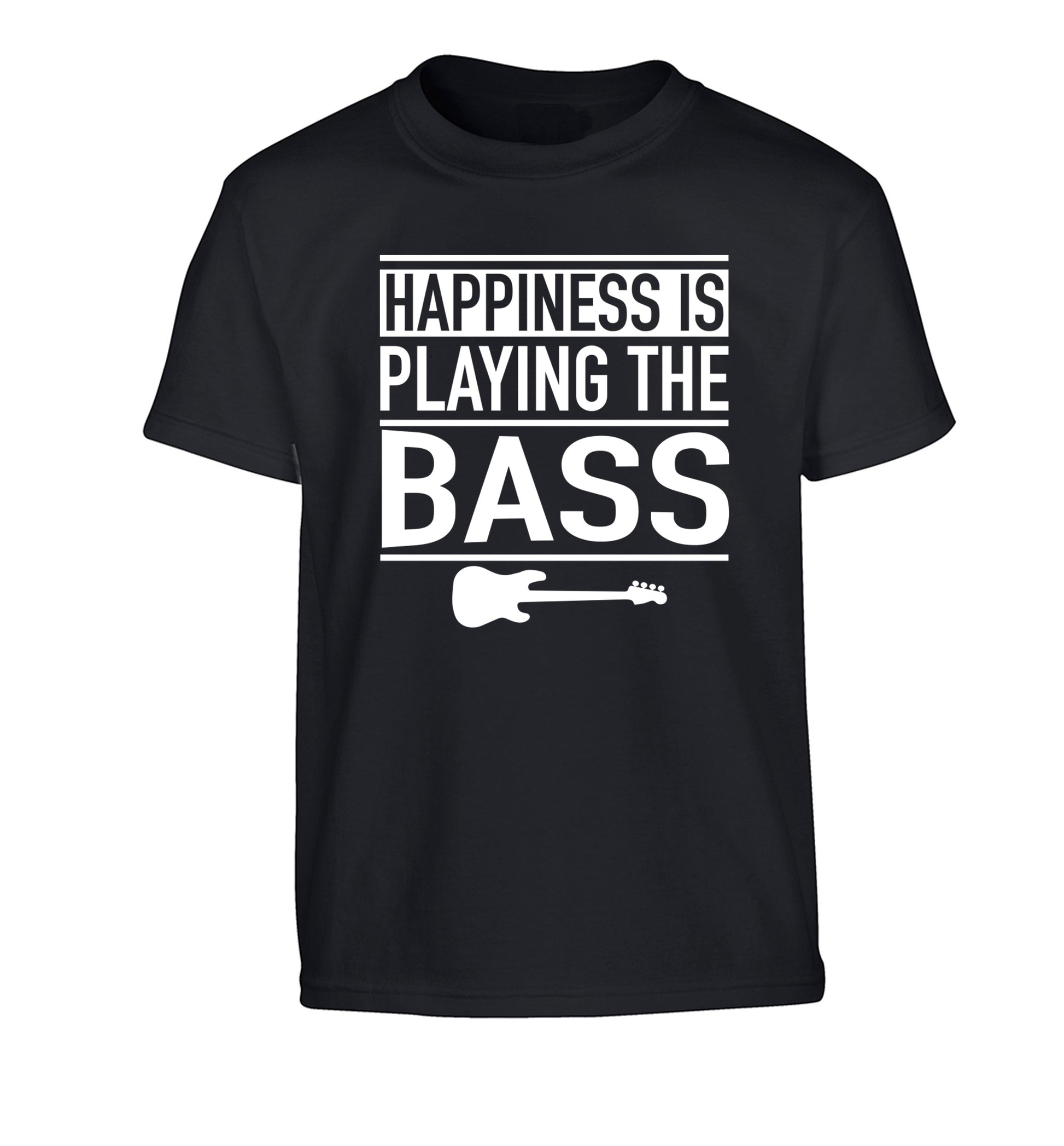 Happines is playing the bass Children's black Tshirt 12-14 Years