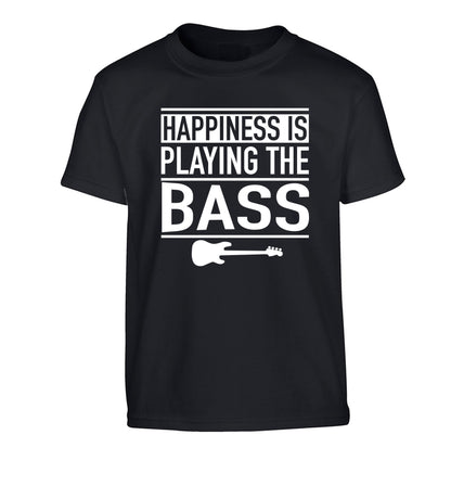 Happines is playing the bass Children's black Tshirt 12-14 Years