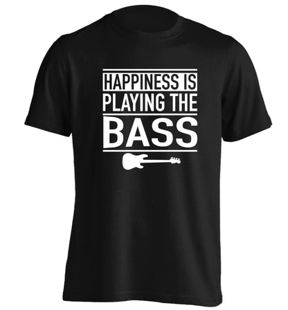 Happines is playing the bass adults unisex black Tshirt 2XL