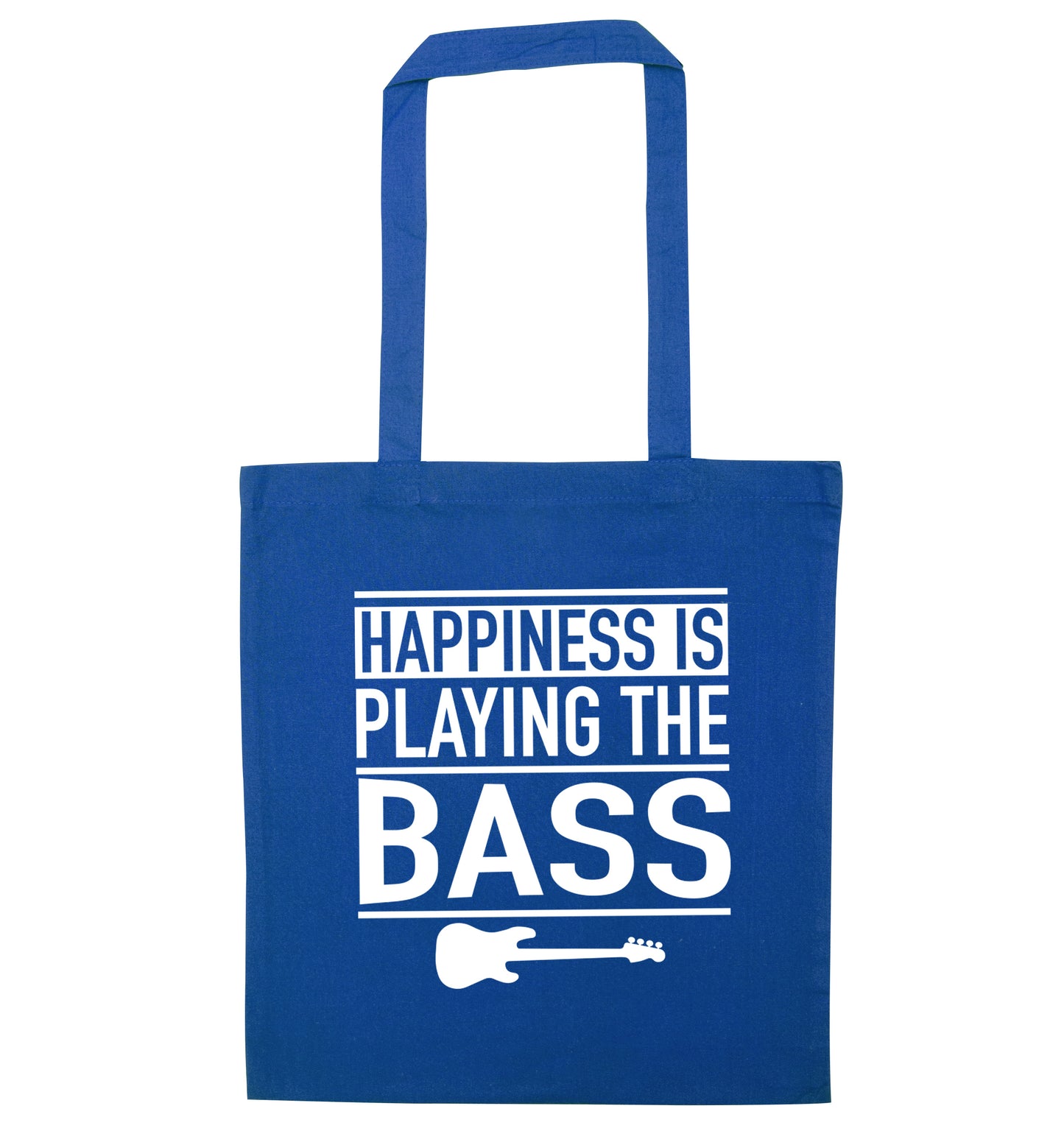 Happines is playing the bass blue tote bag