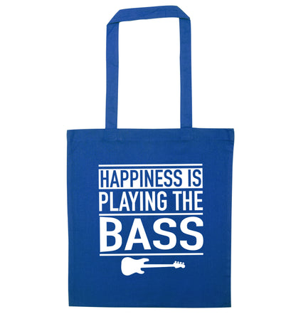 Happines is playing the bass blue tote bag
