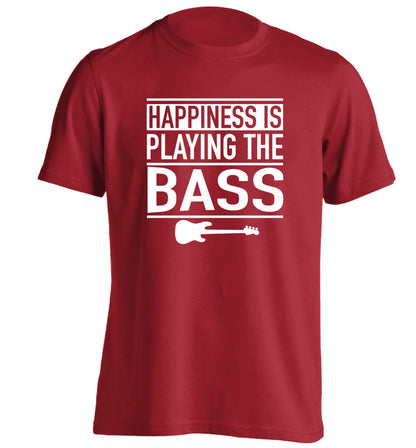 Happines is playing the bass adults unisex red Tshirt 2XL