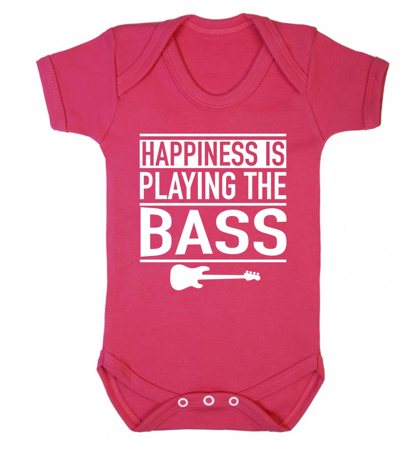 Happines is playing the bass Baby Vest dark pink 18-24 months