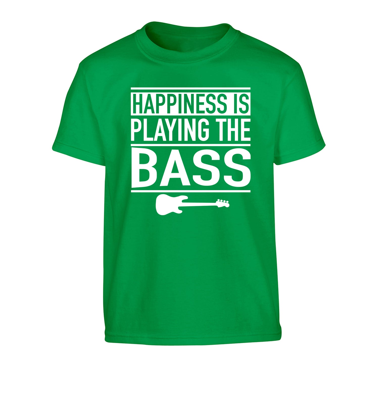 Happines is playing the bass Children's green Tshirt 12-14 Years
