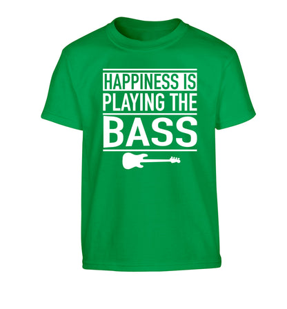 Happines is playing the bass Children's green Tshirt 12-14 Years