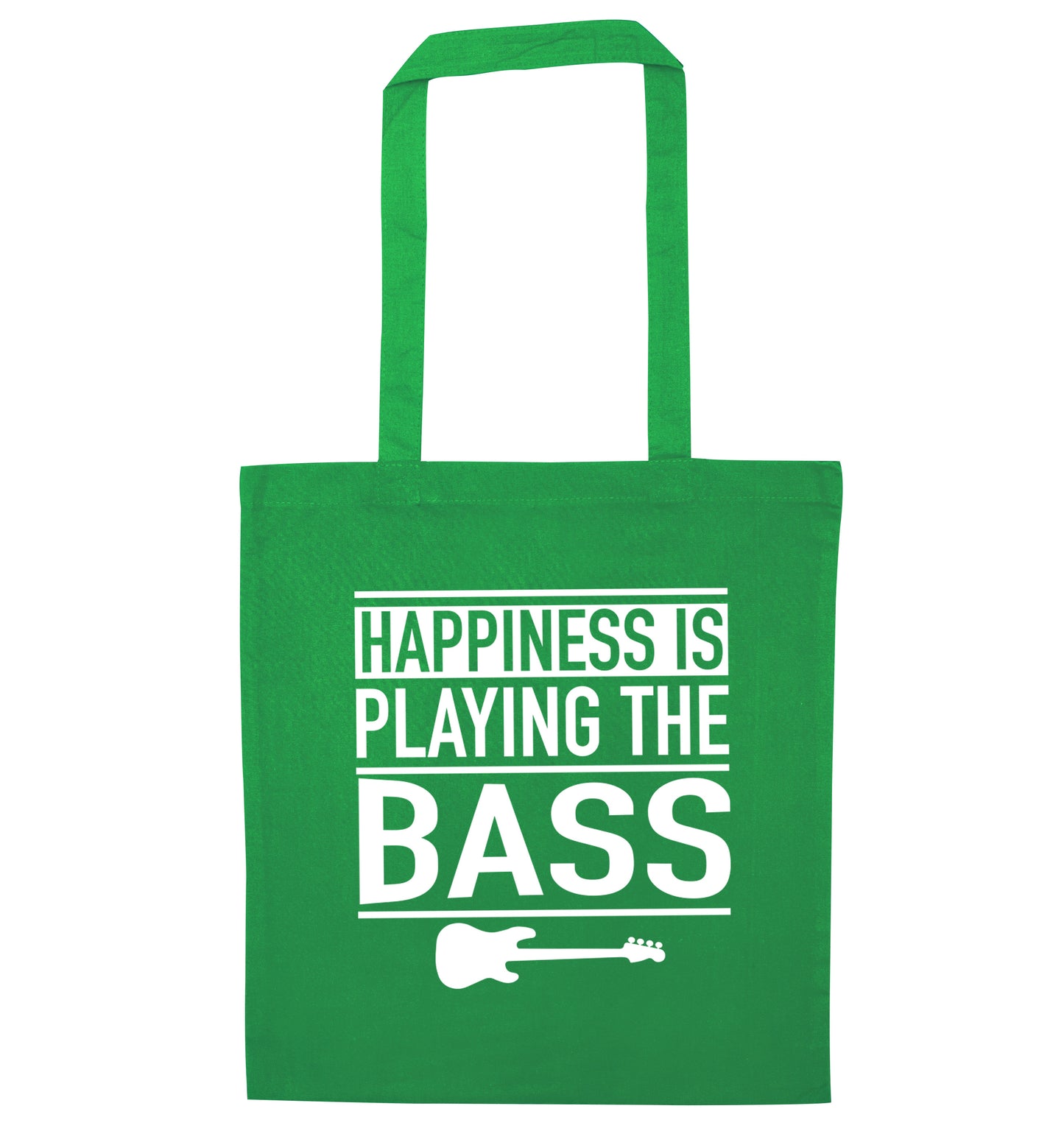 Happines is playing the bass green tote bag