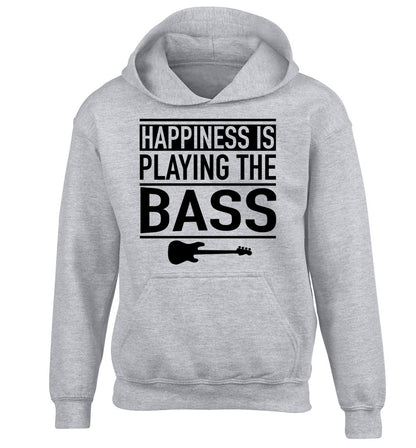 Happines is playing the bass children's grey hoodie 12-14 Years