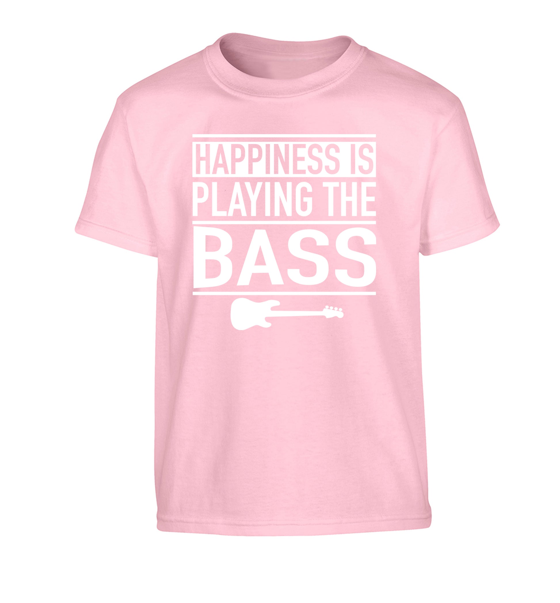 Happines is playing the bass Children's light pink Tshirt 12-14 Years
