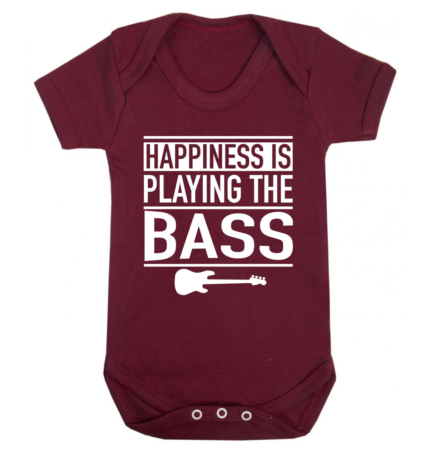 Happines is playing the bass Baby Vest maroon 18-24 months