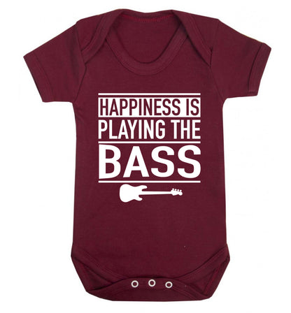 Happines is playing the bass Baby Vest maroon 18-24 months
