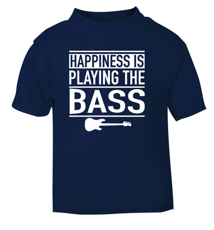 Happines is playing the bass navy Baby Toddler Tshirt 2 Years