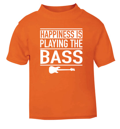 Happines is playing the bass orange Baby Toddler Tshirt 2 Years