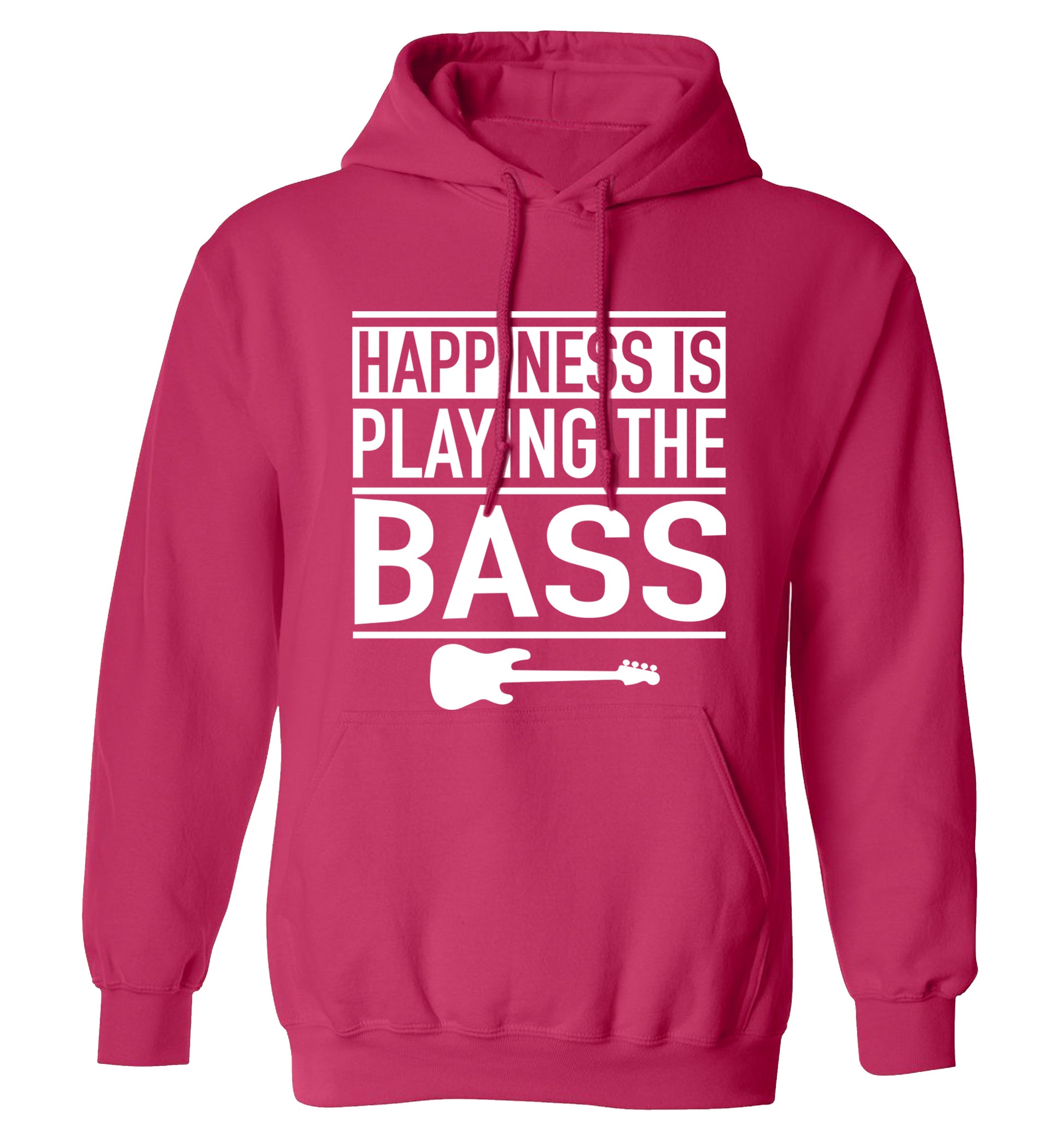 Happines is playing the bass adults unisex pink hoodie 2XL