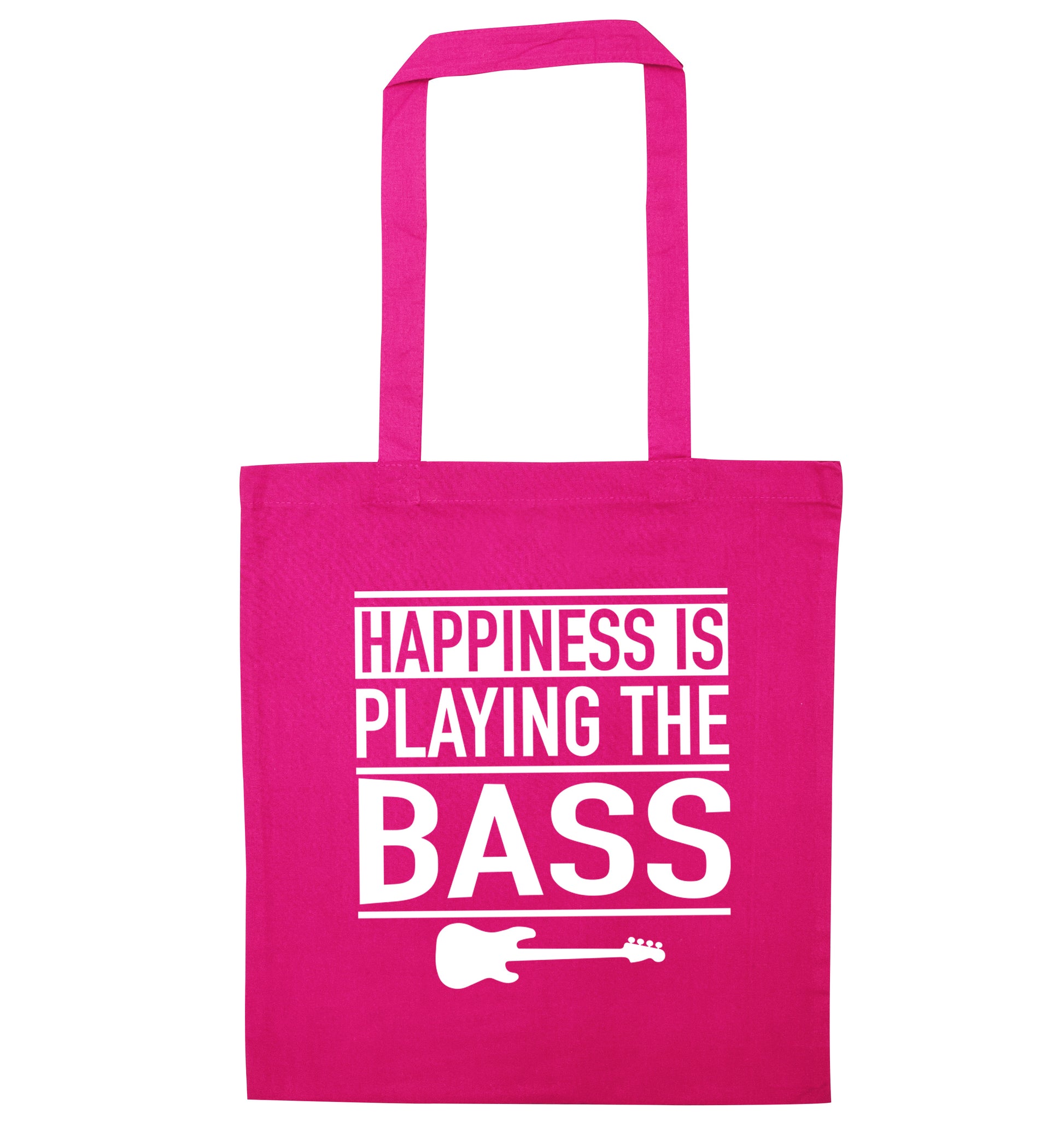 Happines is playing the bass pink tote bag