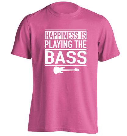Happines is playing the bass adults unisex pink Tshirt 2XL