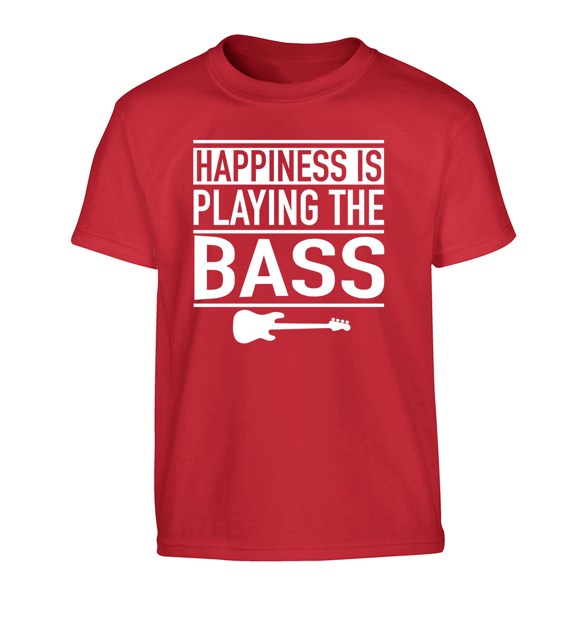 Happines is playing the bass Children's red Tshirt 12-14 Years