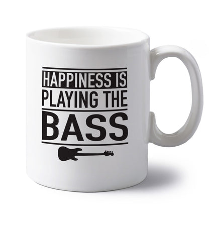 Happines is playing the bass left handed white ceramic mug 