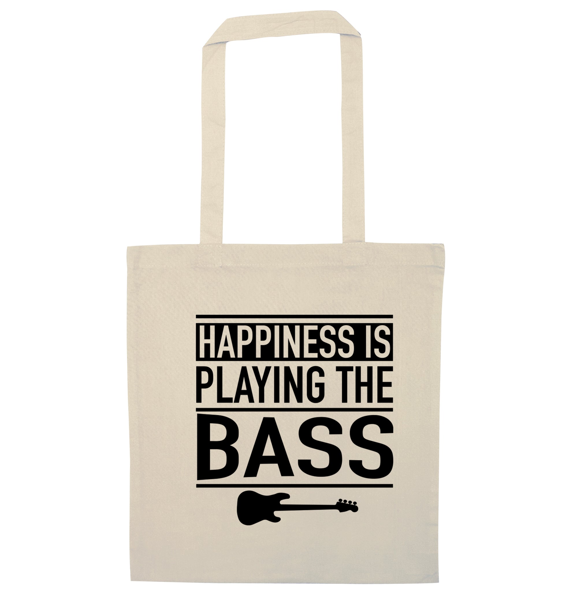 Happines is playing the bass natural tote bag