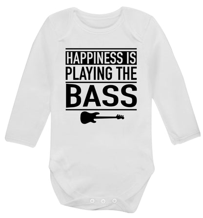 Happines is playing the bass Baby Vest long sleeved white 6-12 months