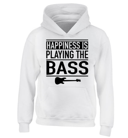 Happines is playing the bass children's white hoodie 12-14 Years