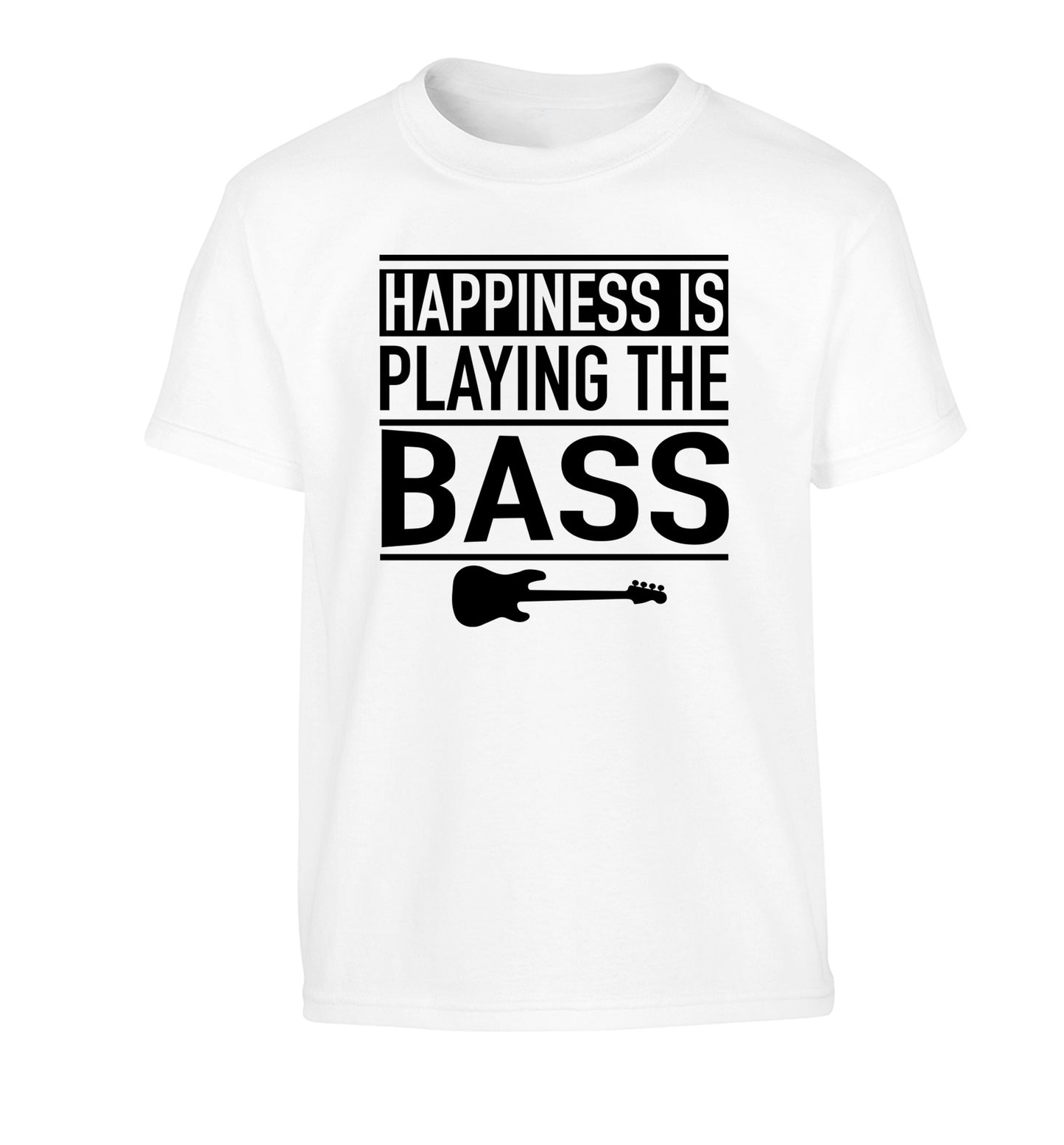 Happines is playing the bass Children's white Tshirt 12-14 Years