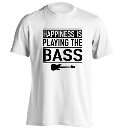 Happines is playing the bass adults unisex white Tshirt 2XL