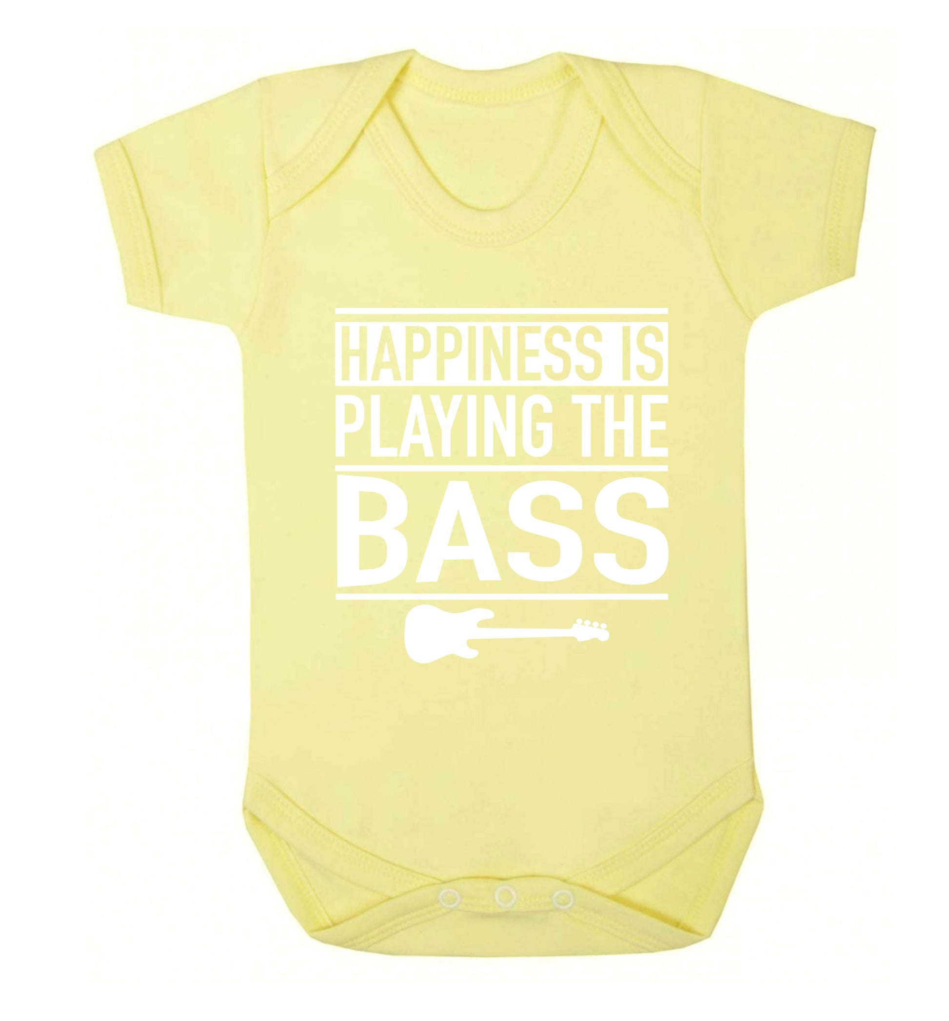 Happines is playing the bass Baby Vest pale yellow 18-24 months