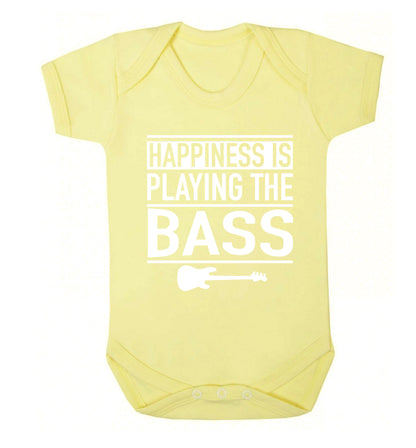 Happines is playing the bass Baby Vest pale yellow 18-24 months