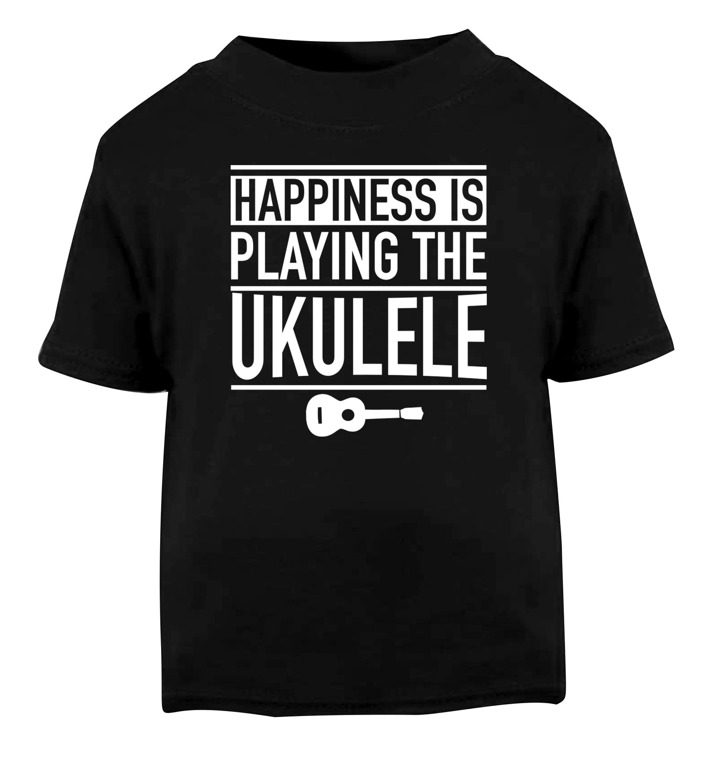 Happines is playing the ukulele Black Baby Toddler Tshirt 2 years