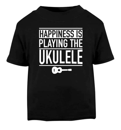 Happines is playing the ukulele Black Baby Toddler Tshirt 2 years