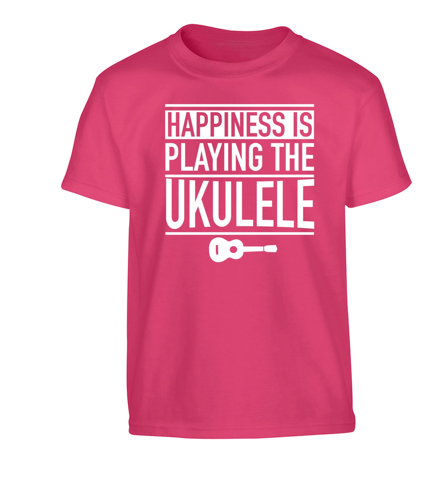 Happines is playing the ukulele Children's pink Tshirt 12-14 Years