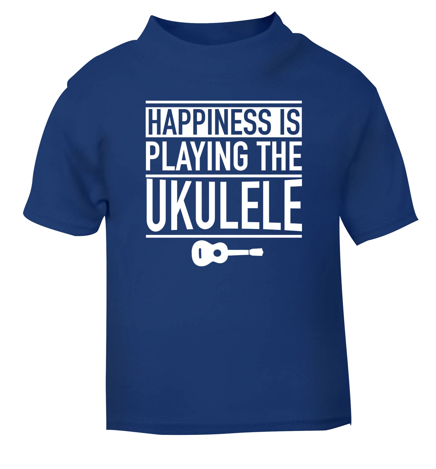 Happines is playing the ukulele blue Baby Toddler Tshirt 2 Years