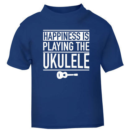Happines is playing the ukulele blue Baby Toddler Tshirt 2 Years