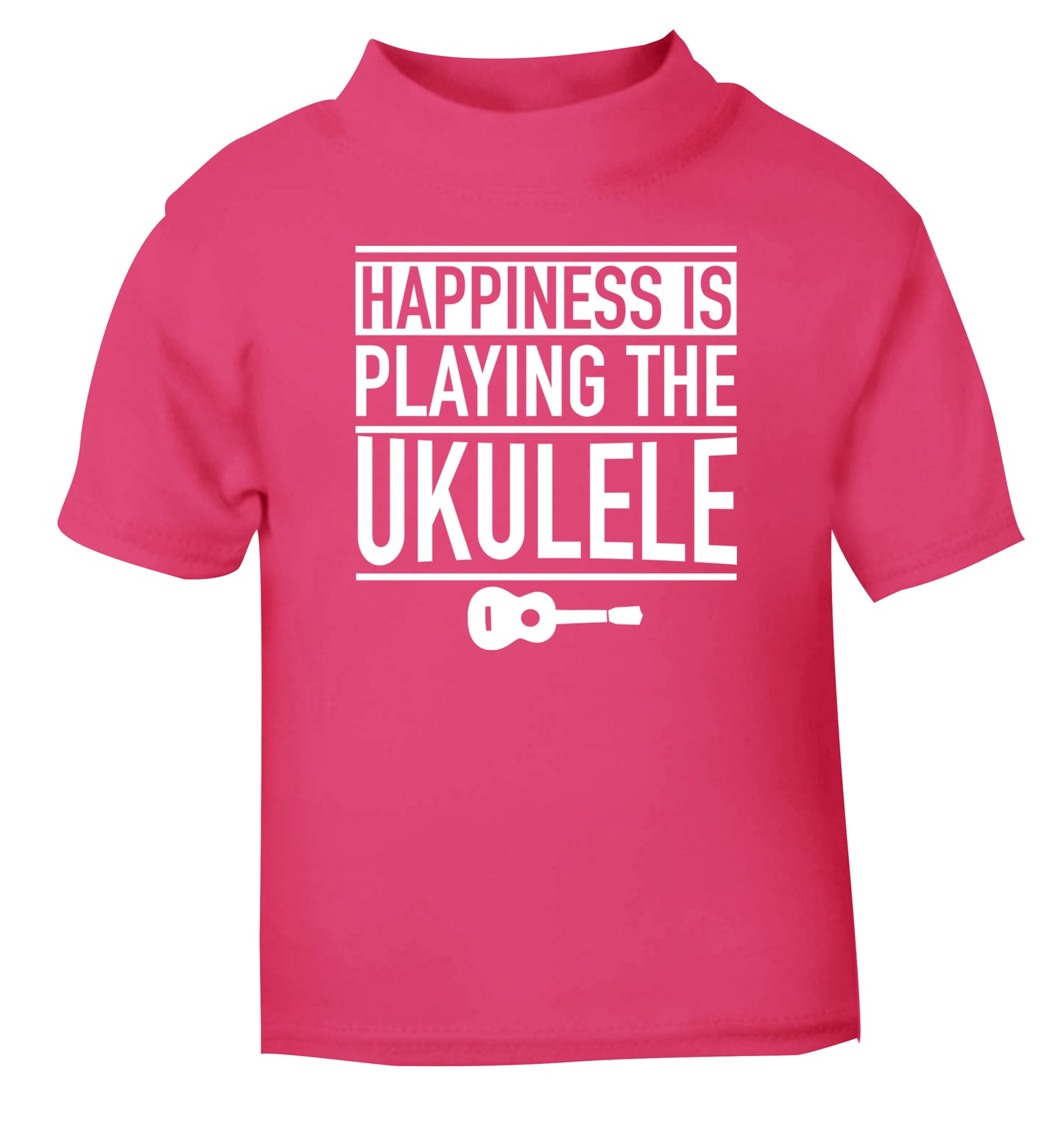 Happines is playing the ukulele pink Baby Toddler Tshirt 2 Years