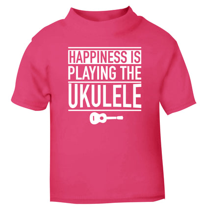 Happines is playing the ukulele pink Baby Toddler Tshirt 2 Years