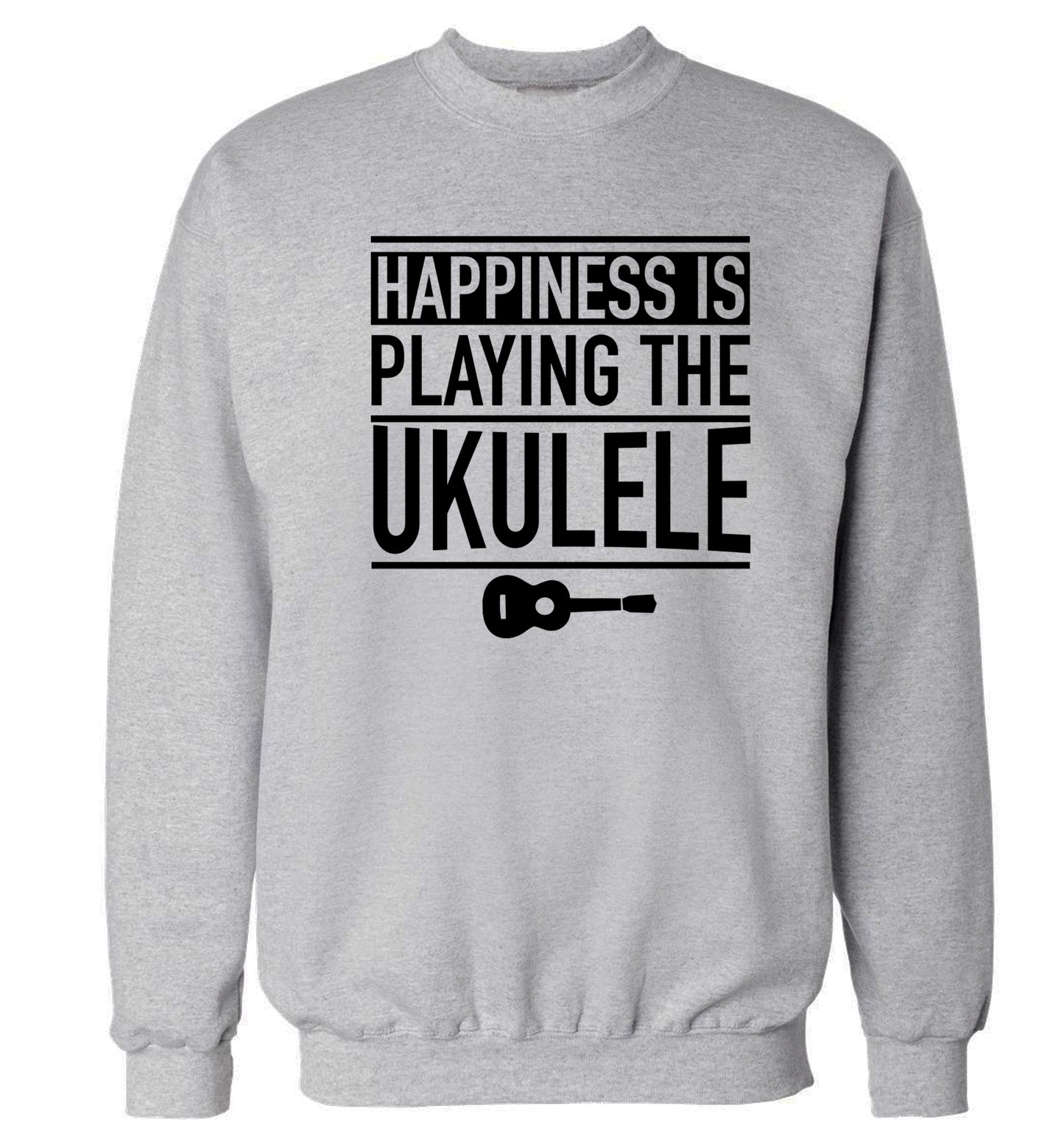 Happines is playing the ukulele Adult's unisex grey Sweater 2XL