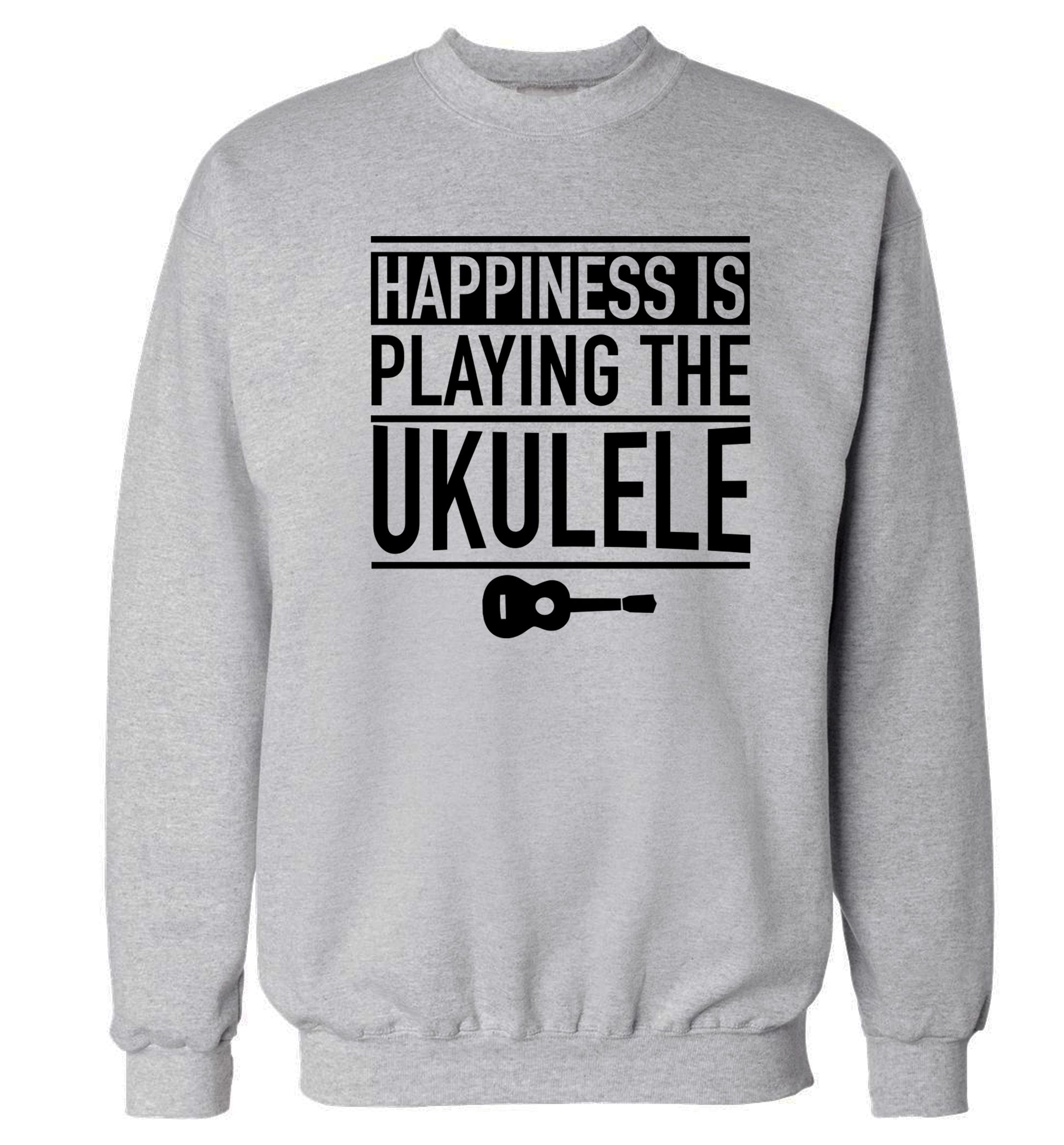 Happines is playing the ukulele Adult's unisex grey Sweater 2XL