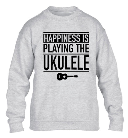 Happines is playing the ukulele children's grey sweater 12-14 Years