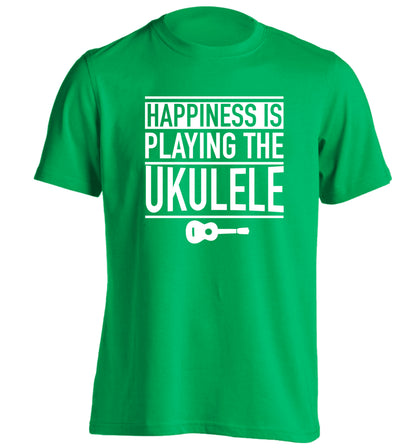 Happines is playing the ukulele adults unisex green Tshirt 2XL