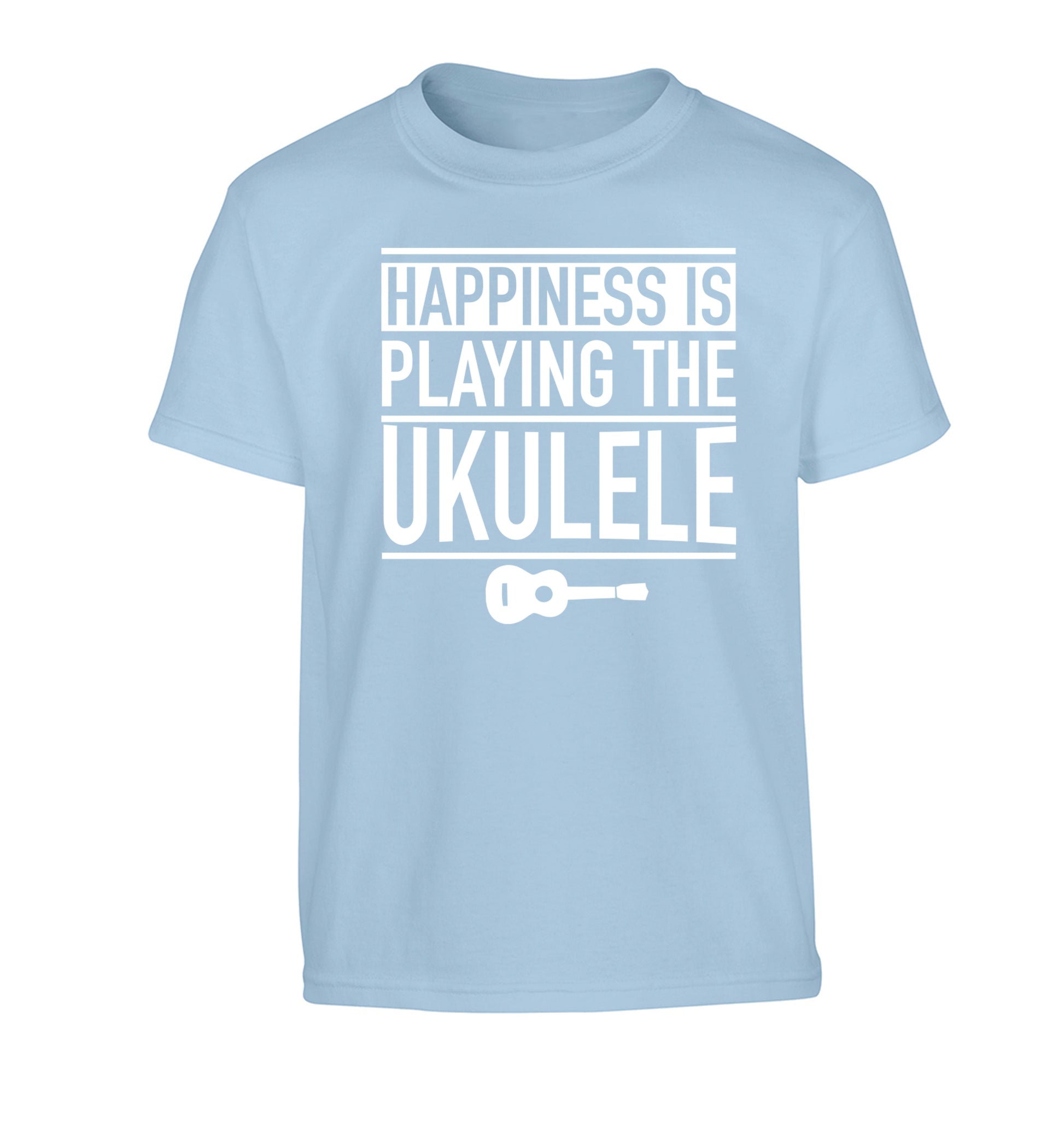 Happines is playing the ukulele Children's light blue Tshirt 12-14 Years