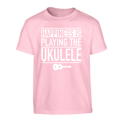 Happines is playing the ukulele Children's light pink Tshirt 12-14 Years