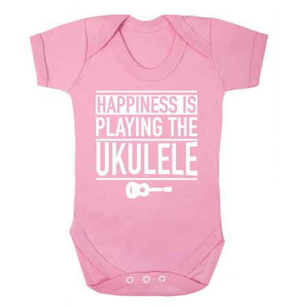 Happines is playing the ukulele Baby Vest pale pink 18-24 months
