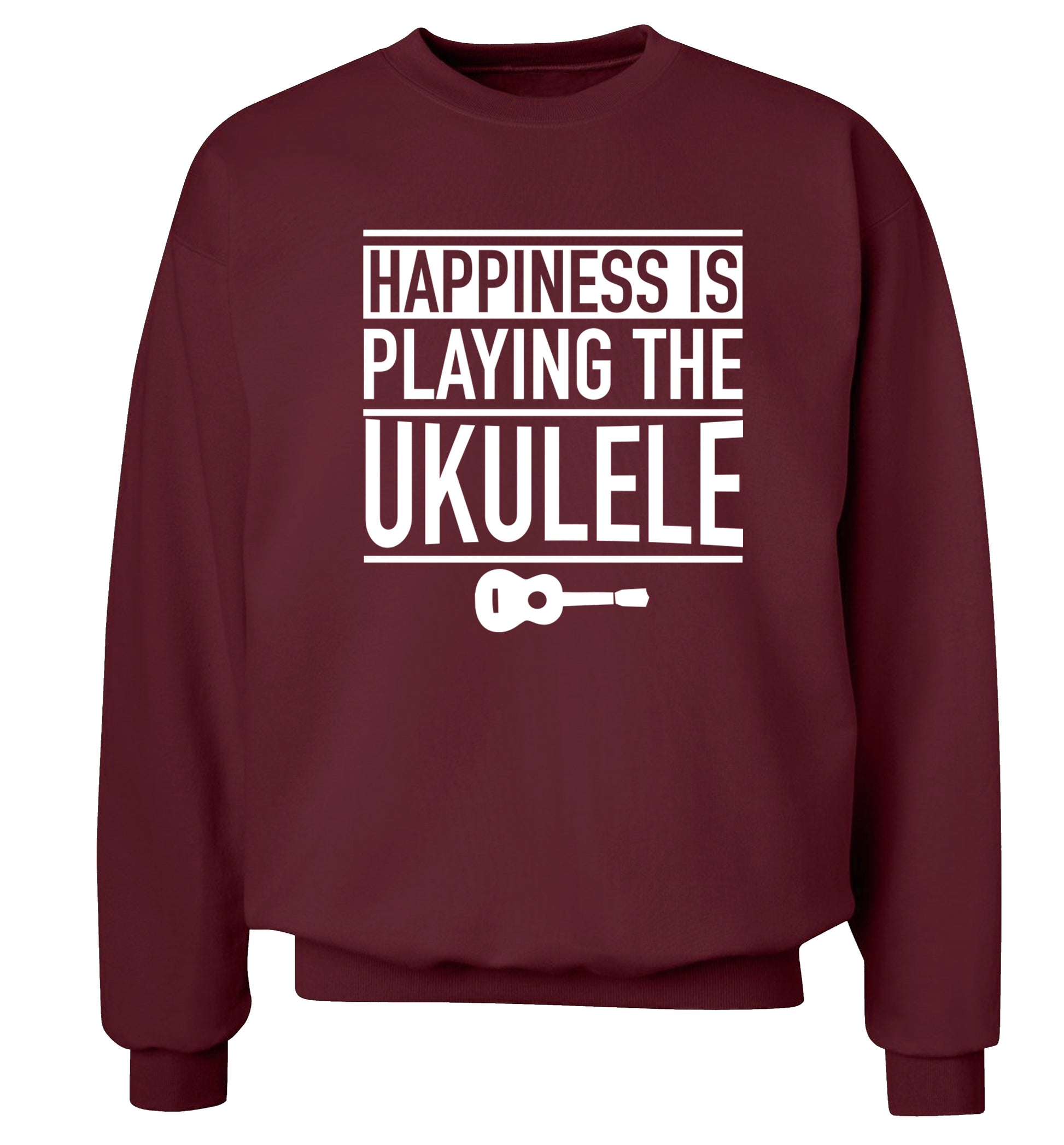 Happines is playing the ukulele Adult's unisex maroon Sweater 2XL