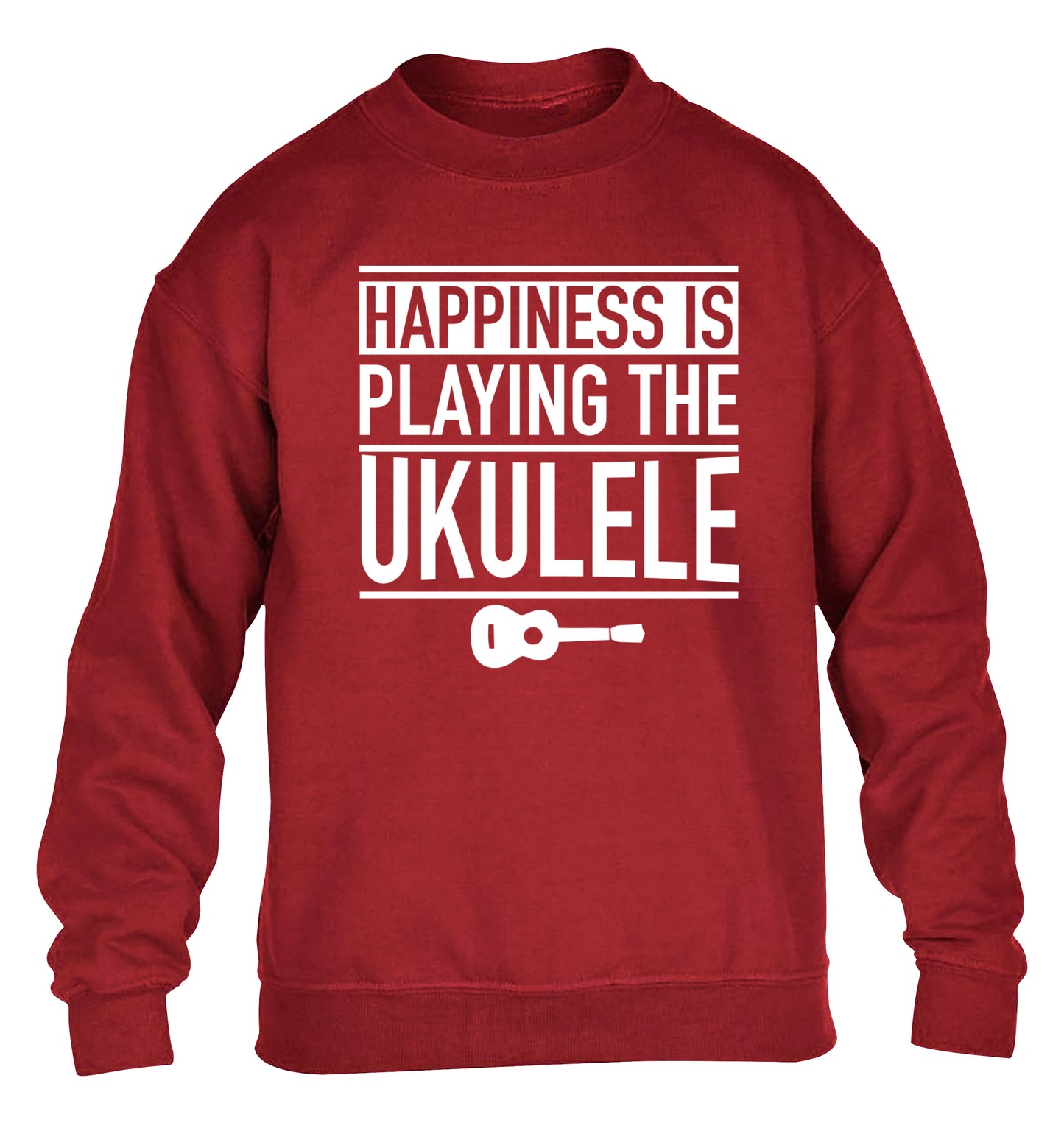 Happines is playing the ukulele children's grey sweater 12-14 Years