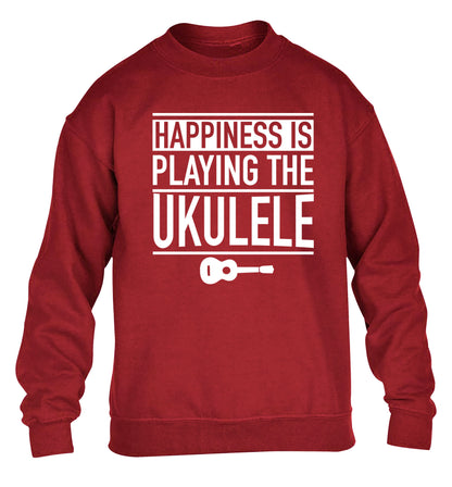 Happines is playing the ukulele children's grey sweater 12-14 Years