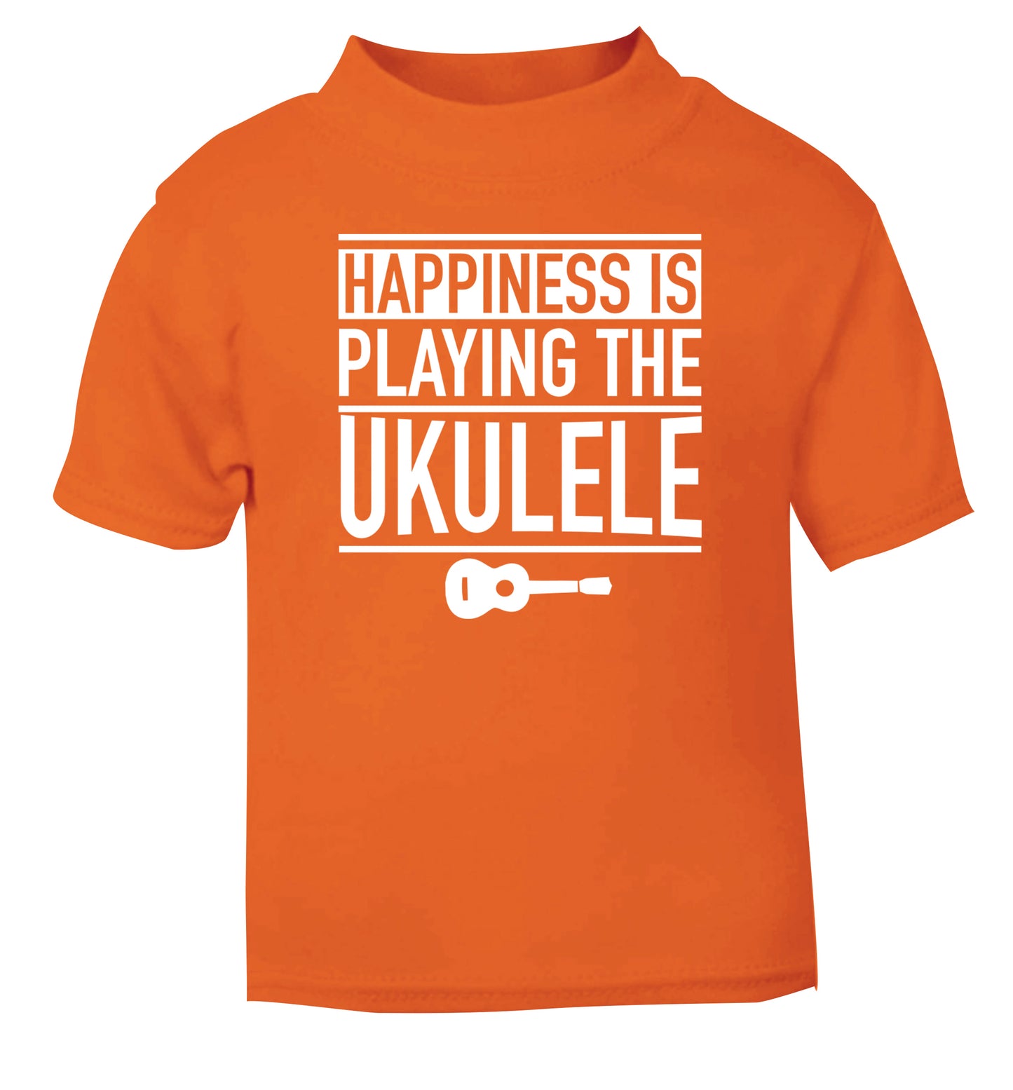 Happines is playing the ukulele orange Baby Toddler Tshirt 2 Years