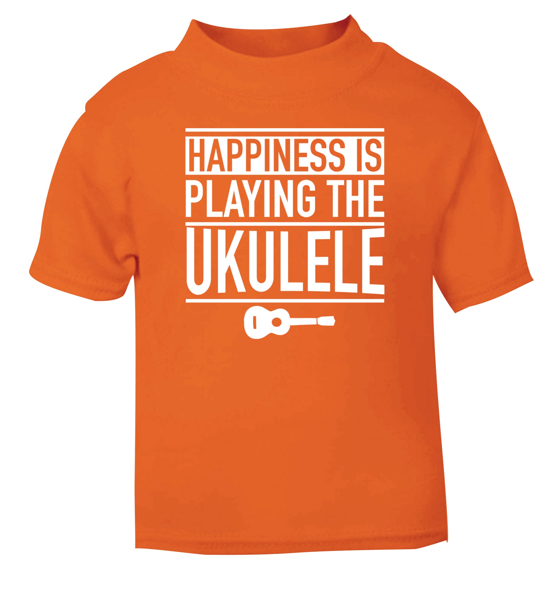 Happines is playing the ukulele orange Baby Toddler Tshirt 2 Years